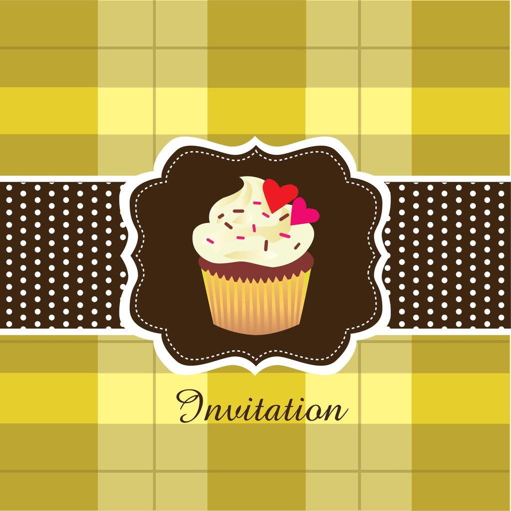 Vintage card with cupcake ver. 2 - Vector, Image