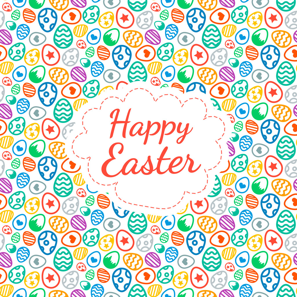 Happy Easter greeting card background color of the eggs seamless pattern - Vector, Image