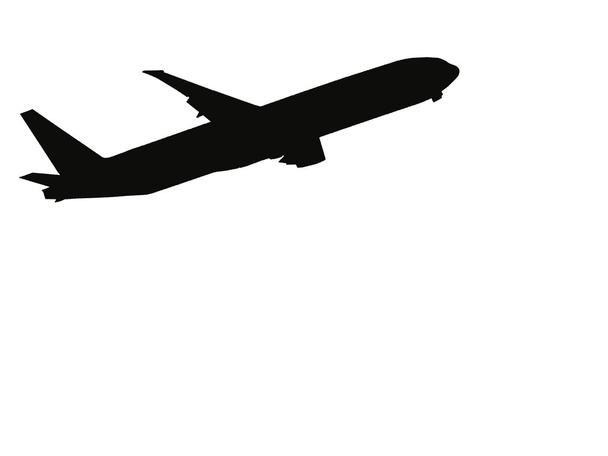Silhouet van vliegtuig isoleren op witte achtergrond. - Foto, afbeelding