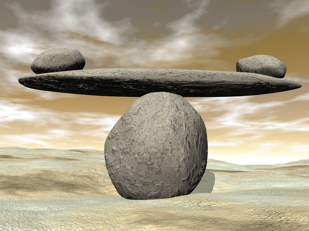 Piedras balanceadas - 3D render
 - Foto, imagen