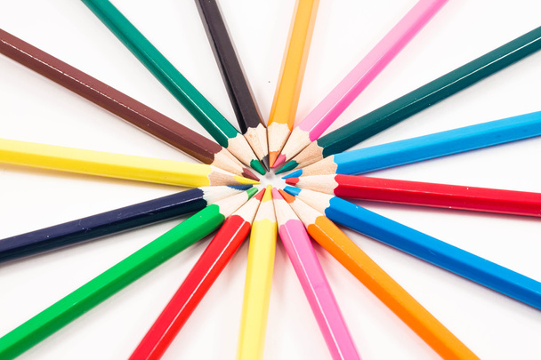 colored pencils on white background - Foto, immagini