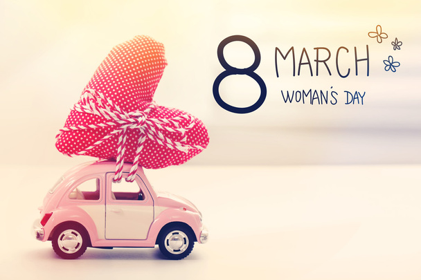 Womans Day message with miniature pink - Fotó, kép