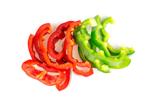 Nutritious red and green capsicum peppers studio isolated - Photo, Image