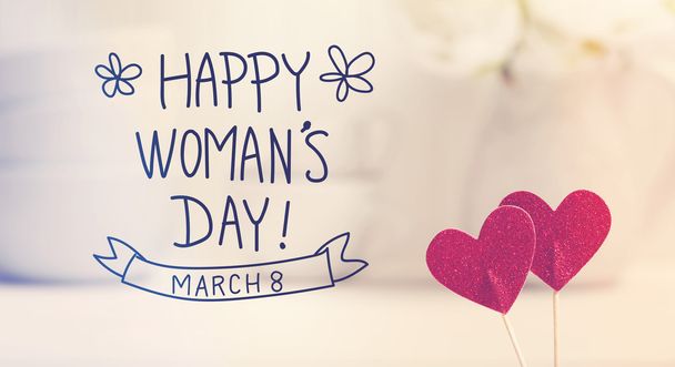 Womans Day message with small red hearts  - Фото, изображение