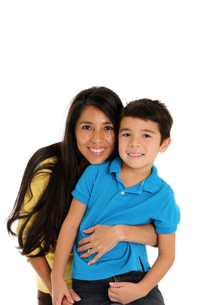 Woman and Son On White Background - Foto, Imagen