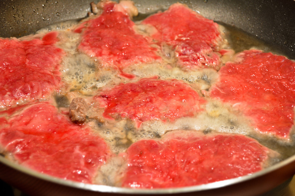 Frying breaded red meat - Photo, Image