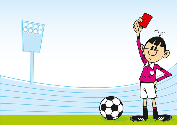 Árbitro de fútbol de dibujos animados
 - Vector, imagen