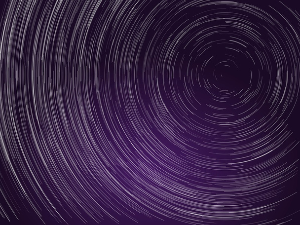 Концепция астрономии. Звездные дорожки вокруг звезды Polaris и фиолетового ауры на ночном небе
. - Вектор,изображение