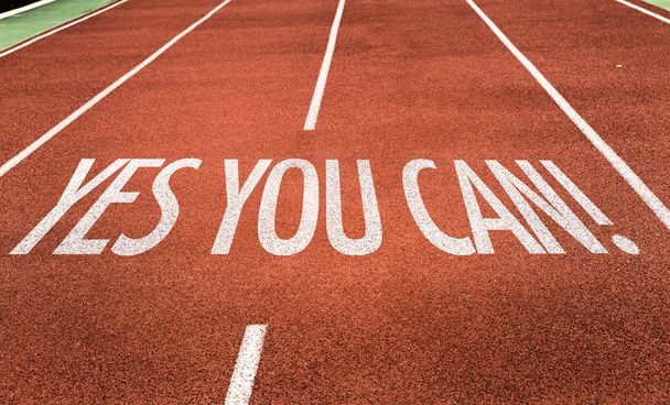 Yes You Can on running track - Foto, afbeelding