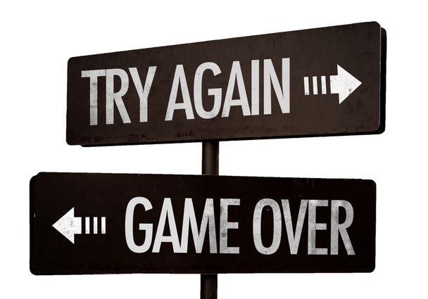 Try Again - Game Over signpost - Photo, Image