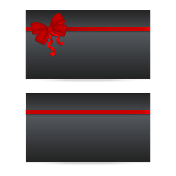 Μαύρο δωροκάρτες με κόκκινες κορδέλες - Διάνυσμα, εικόνα