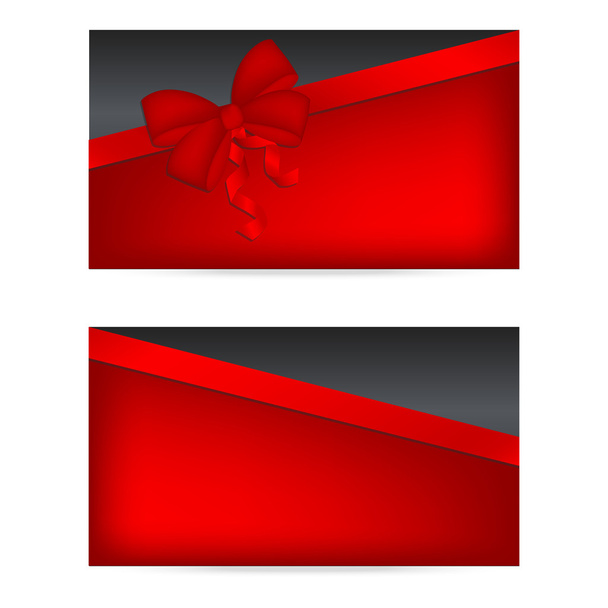 Tarjetas de regalo negras con cintas rojas
 - Vector, Imagen