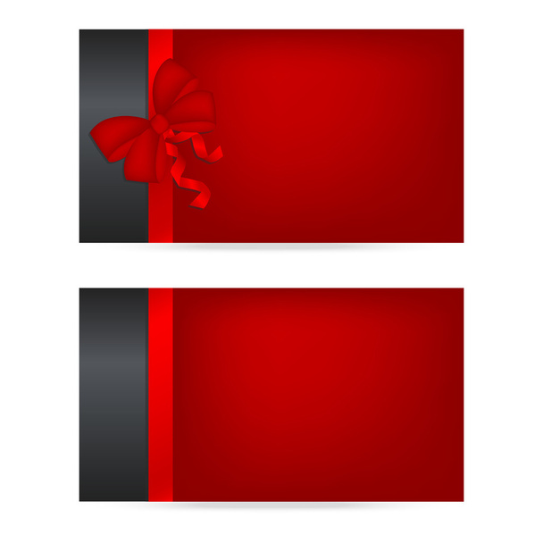 Musta lahjakortteja punainen nauhat
 - Vektori, kuva