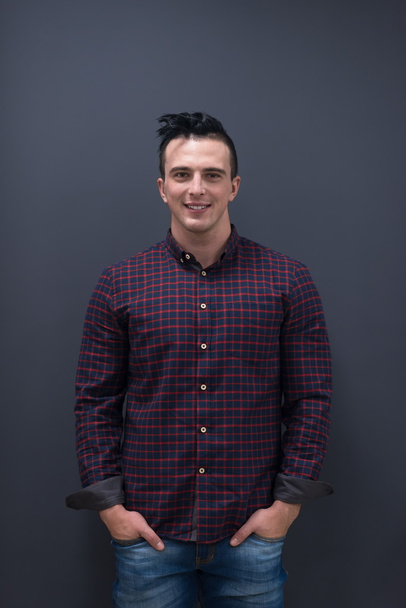 portrait of young startup business man in plaid shirt - Foto, afbeelding