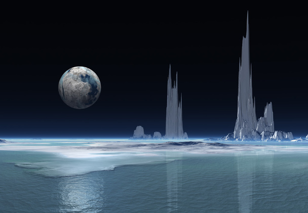 エイリアンの惑星の幻想風景 - 写真・画像