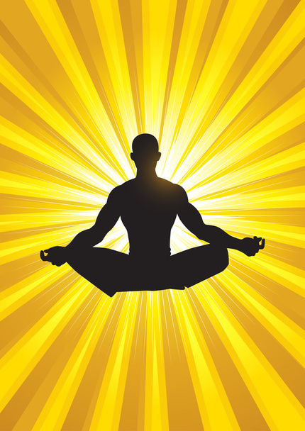 silhouet illustratie van een man figuur mediteren - Vector, afbeelding