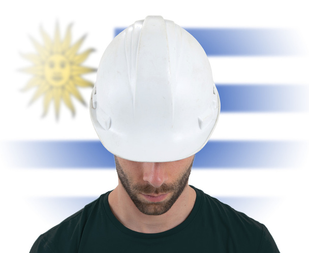 Inżynier z flagi na tle - Urugwaj - Zdjęcie, obraz