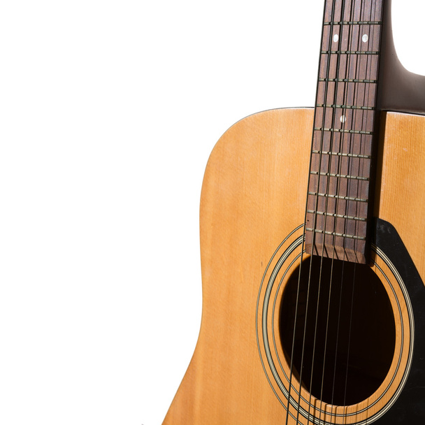 classical acoustic guitar close up isolated on a white backgroun - Photo, Image