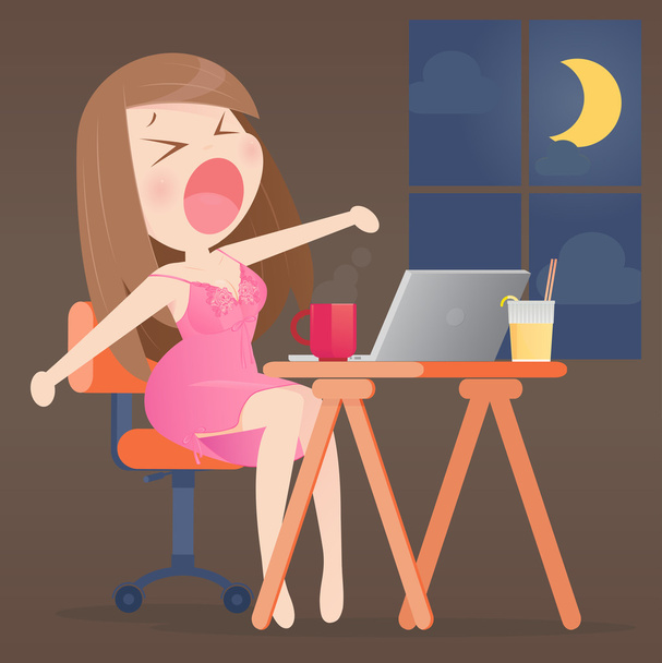 Woman working overtime in the home - Vector, Image