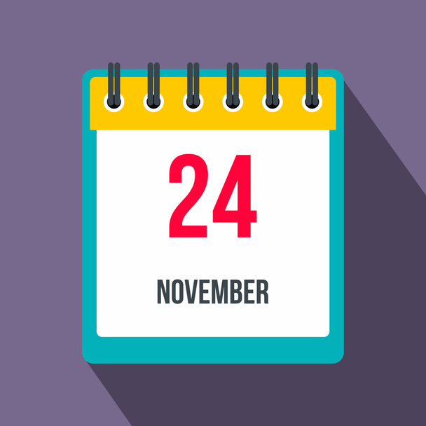 Calendario novembre 24 icona piatta con ombra
 - Vettoriali, immagini