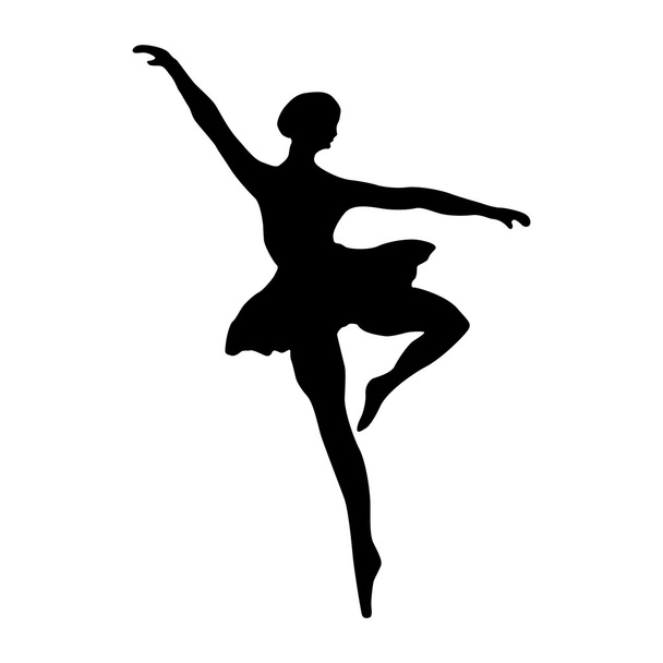 Силуэт балерины чёрный
 - Вектор,изображение