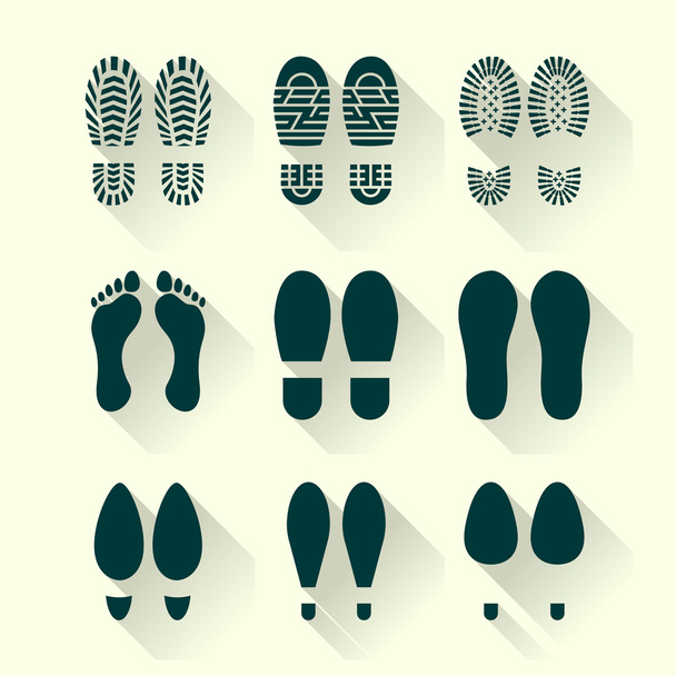 Σύνολο πατημασιές και παπούτσια - Διάνυσμα, εικόνα