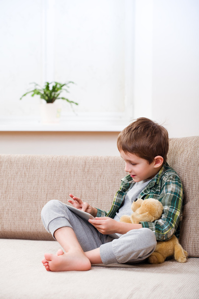 boy playing with digital tablet - Фото, изображение