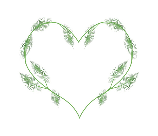 A linda palma verde sai em uma forma de coração
 - Vetor, Imagem