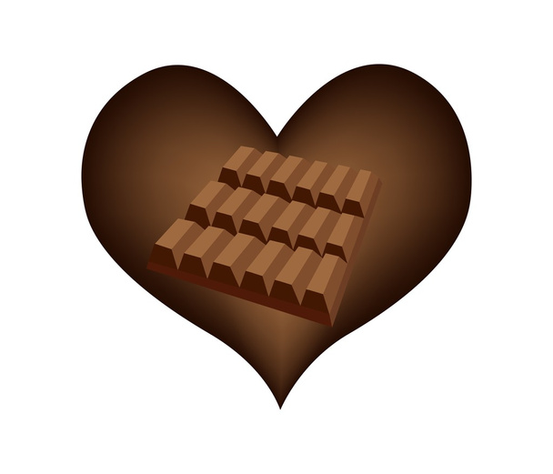 Délicieuse barre chocolatée en forme de coeur
 - Vecteur, image