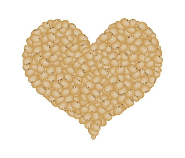 Soy Beans Forming in A Heart Shape - Wektor, obraz