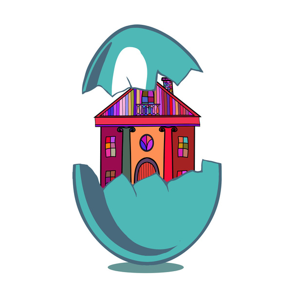 colored houses in the egg - Vector, Image