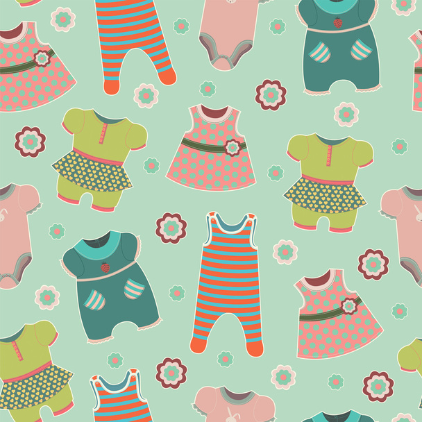 Seamless pattern with clothes for babies. - Vector, Image