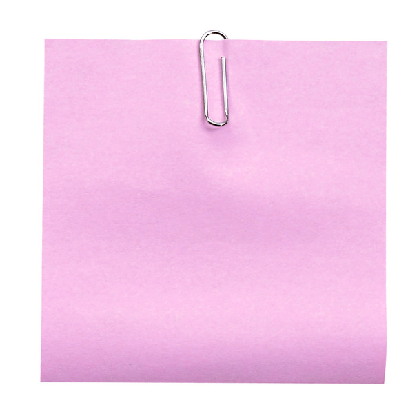 Notes en papier avec clip isolé sur blanc (chemin de coupure
) - Photo, image