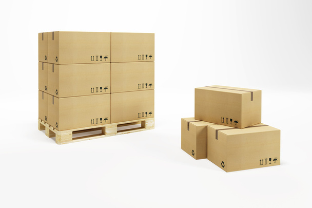 pallet with cardboard boxes - Foto, imagen