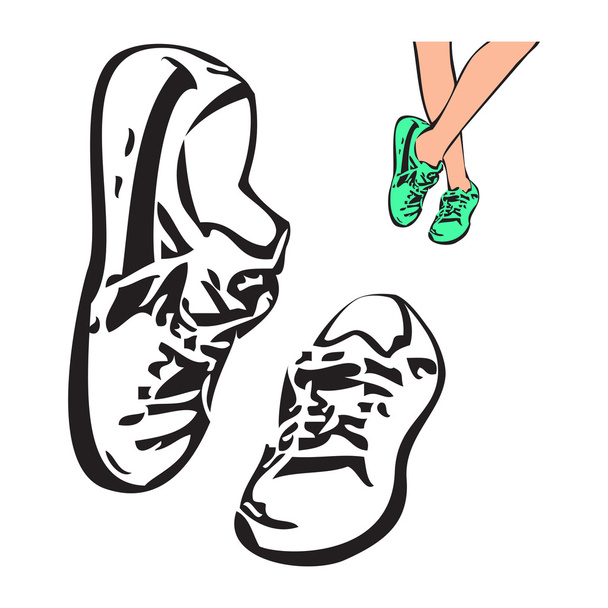 スニーカー靴ベクター スケッチ描画図 - ベクター画像