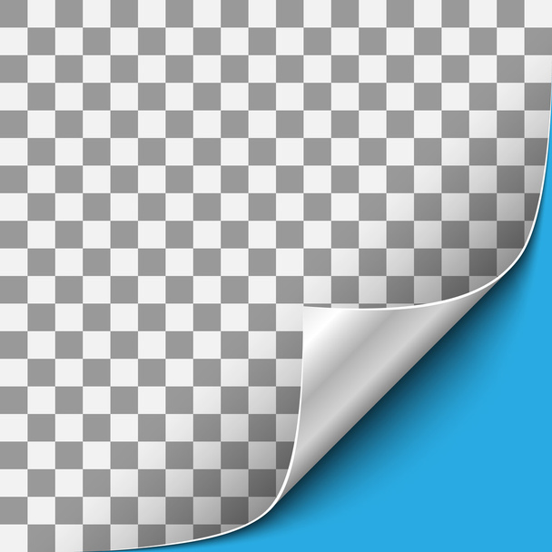 Zilveren gekrulde hoek met blauwe achtergrond - Vector, afbeelding