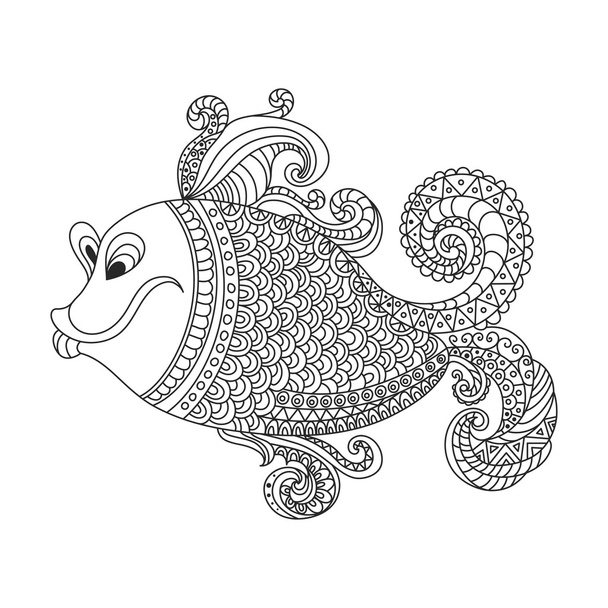 Векторна монохромна рука намальована блискуча ілюстрація милої риби
. - Вектор, зображення