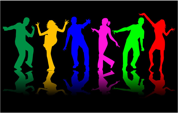 Dancing people silhouettes. - Vector, Image