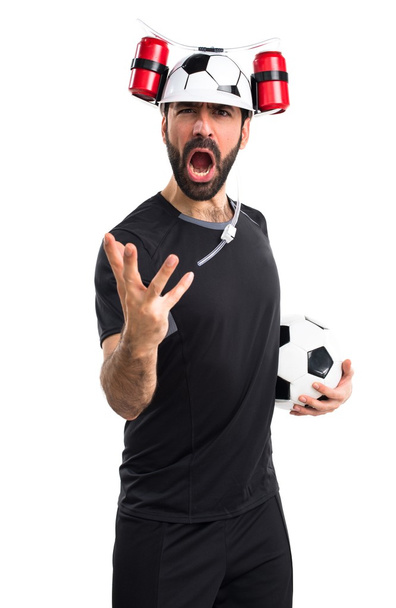 Őrült labdarúgó ennek meglepetés gesztus - Fotó, kép