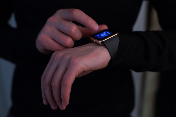 Hands of man with smartwatch - Photo, Image