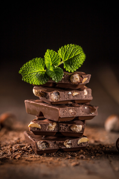 Pièces de chocolat à la menthe - Photo, image