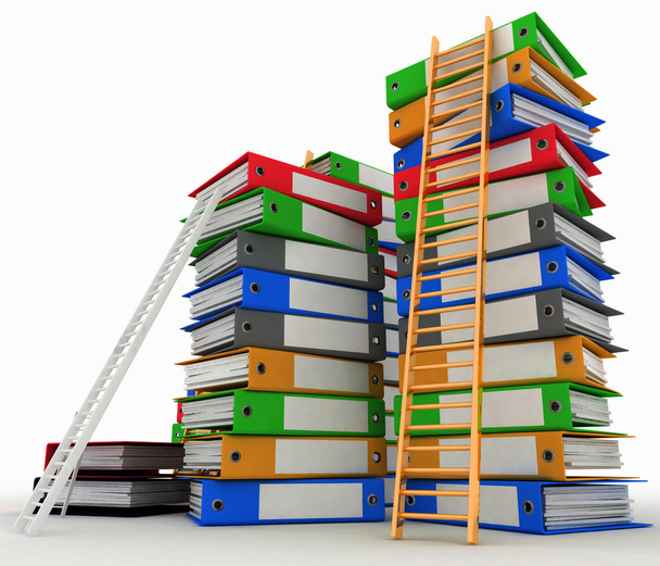 Folders and ladders. Conception of career advancement - Fotó, kép