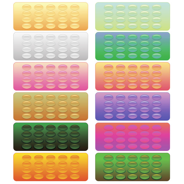 Set of Colorful Pills Blisters - Vetor, Imagem