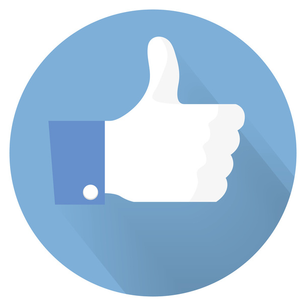 thumbs up hand,like concept social vector flat icon  long shadow illustration - Vector, Image