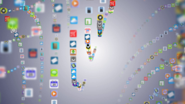 Hareket eden App dalgalar üzerinde sallanan birçok mobil uygulamaları - Video, Çekim
