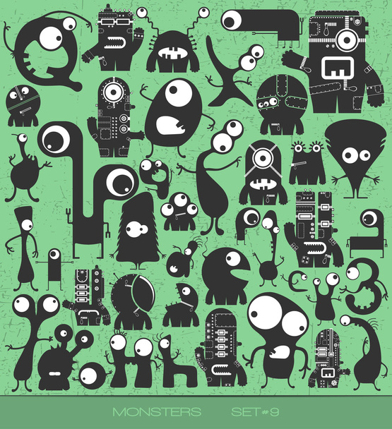 cute monsters on grunge background. - Vector, Image
