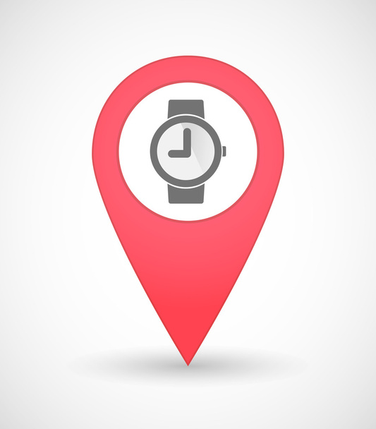 Map mark icon with a wrist watch - Vector, Image