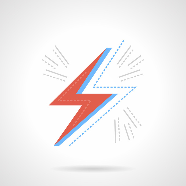 Red lightning flat color design vector icon - Διάνυσμα, εικόνα