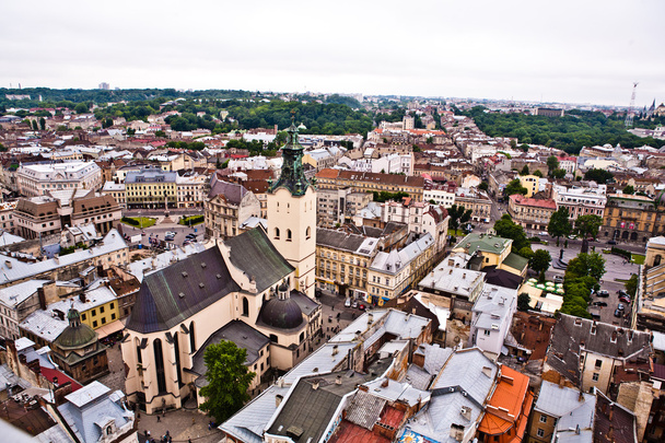 Vista sobre los tejados de las casas de Torres de la ciudad, Lviv, Ucrania
 - Foto, imagen