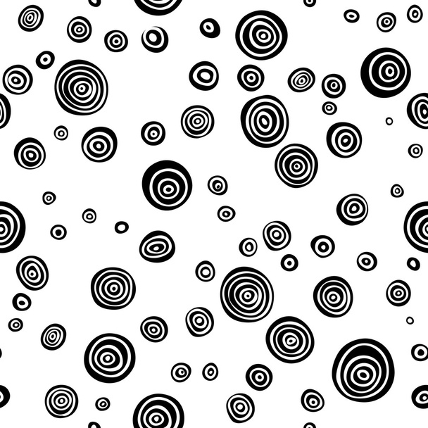 Seamless stylish hand drawn pattern. Vector illustration with concentric circles - Vector, Image
